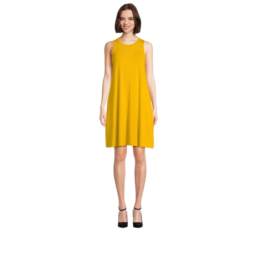 Time and Tru Women’s Sleeveless Autumn Gold Knit Swing Dress XL NEW